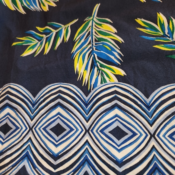 Beachlunchlounge Navy Sleeveless Dress Leaf Print Tassels Size XS Coastal Beachy - Picture 8 of 10